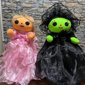 Princess and Witch Plush Doll Set - Pink and Black